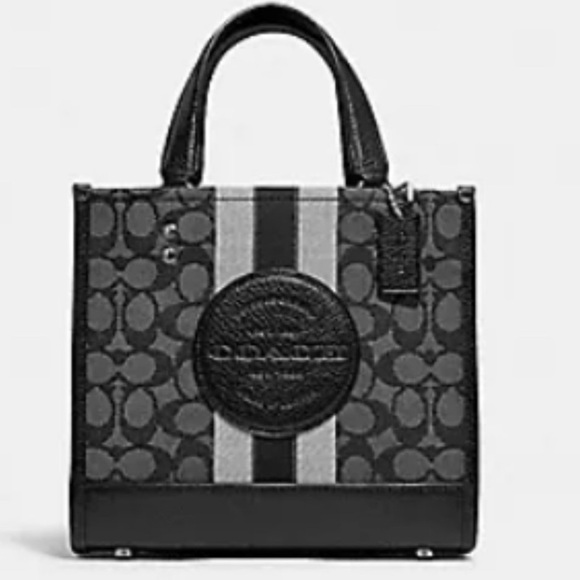 Coach Handbags - NEW coach Dempsey Tote 22 In Signature Jacquard With Stripe/ smoke black